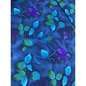 Vintage NOS Hi Fashion Fabric By The Yard Beautiful Blue & Purple Floral Fabric